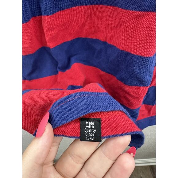 Puma Mens Polo Shirt Size XL Blue Red Striped Short Sleeve Collared - Picture 5 of 14